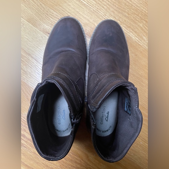 CLARKS Twin Set - Women's Suede and Leather Ankle Boots - Size 7 - Picture 15 of 16